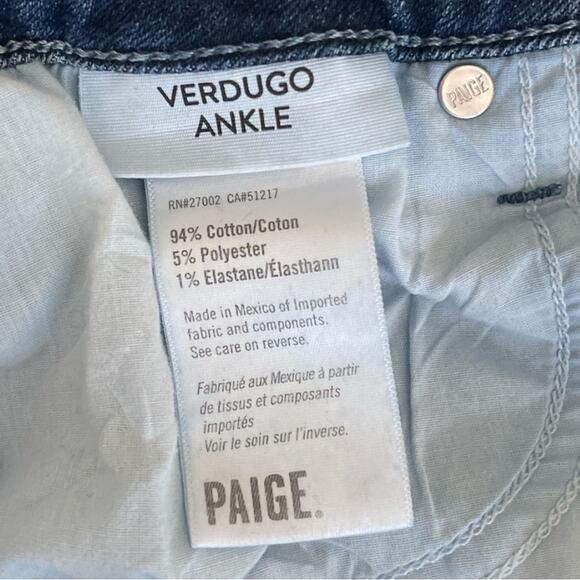 Paige Women's Blue Verdugo Ankle Skinny Jeans With Raw Hem Size 27 - Picture 8 of 12